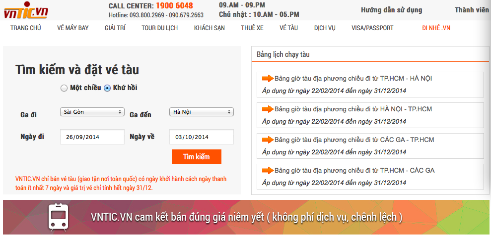 Hướng dẫn tìm và đặt vé tàu trực tuyến