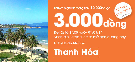 10.000 vé máy bay giá 3.000 đồng - Jetstar