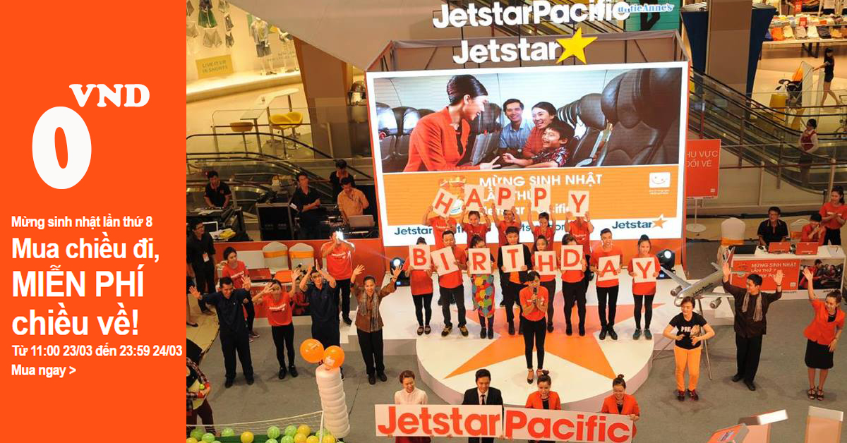 Vé 0 đồng chiều về mừng sinh nhật Jetstar 8 tuổi